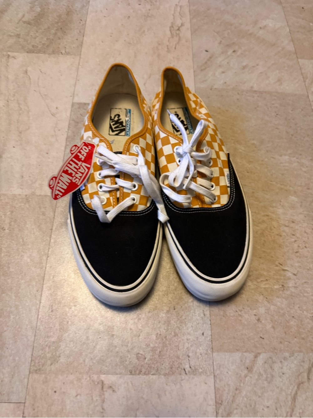 Vans Checkerboard Lace-Up Sneakers in Yellow and Black
